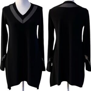 Sympli Canada Black Mesh Cut Out Long Sleeve Dress Womens Size 14 Jersey Minimal